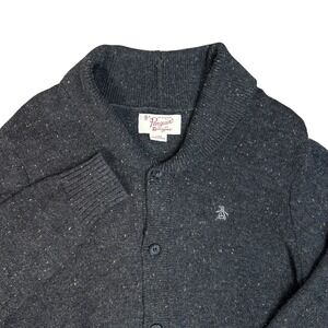 Women's Heather Gray Cardigan Sweater Penguin Munsingwear Sz-L Preppy Academia